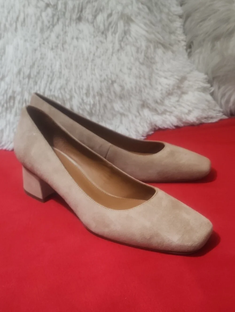 J. McLaughlin Cassey Beige Suede Block Heel Pumps